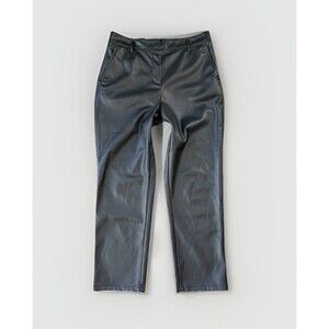 Loft Ann Taylor Black Faux Leather Pants Size 10 Straight Leg